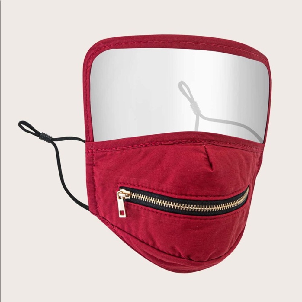 RED ZIPPER DESIGN FACE MASK